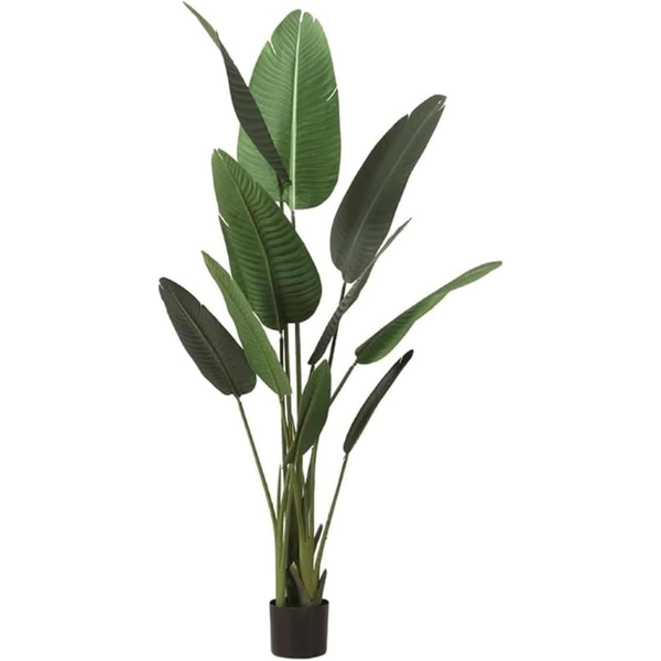 De Gardenia 160cm Artificial Traveller Palm Tree with Pot – 10 Leaves Faux Tropical Indoor Plant for Home & Office Décor
