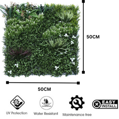 De Gardenia 100x100cm Artificial Greenery Wall Panel – Lush Faux Vertical Garden Mat for Wall, Balcony, Fence & Home Décor