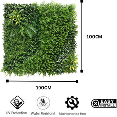 De Gardenia 100x100cm Artificial Greenery Wall Panel – Lush Faux Vertical Garden Mat for Wall, Balcony, Fence & Home Décor