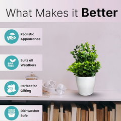 De Gardenia Artificial Rubber Plant – Small Faux Potted Plant for Tabletop, Home, Bathroom & Office Décor | Indoor Decorative Greenery