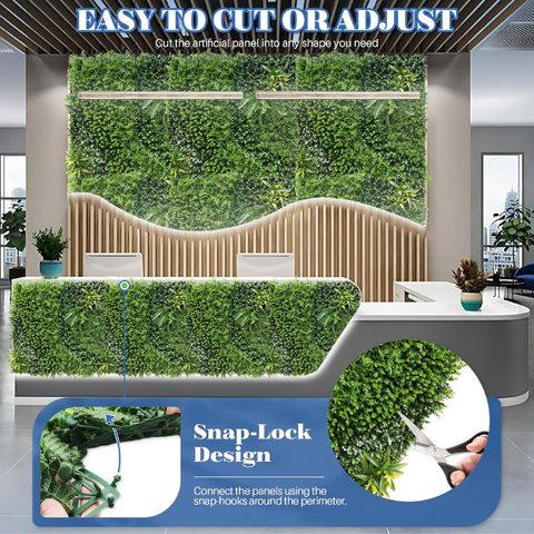 De Gardenia 100x100cm Artificial Greenery Wall Panel – Lush Faux Vertical Garden Mat for Wall, Balcony, Fence & Home Décor