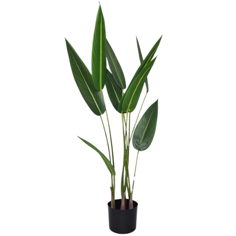 De Gardenia 105cm Artificial Bird of Paradise Plant with Pot – 10 Leaves Faux Tropical Indoor Plant for Home & Office Décor