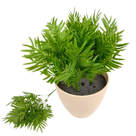 De Gardenia Palm Leaf Plastic Shrubs – 30cm Artificial Greenery Without Pot for Home, Office & Tabletop Décor