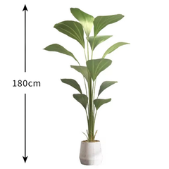 De Gardenia Sumatra Palm – 10 Lush Leaves, 180 cm Tall Artificial Plant | Realistic Faux Indoor & Outdoor Décor Without Pot
