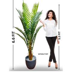 De Gardenia Artificial Areca Palm Plant – 6.6 FT Tall Faux Silk Palm Tree with 15 Trunks | Realistic Indoor Green Plant for Home, Office & Living Room Décor | Pot Not Included