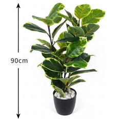 De Gardenia Rubber Plant – 90 cm Tall Artificial Plant | Lifelike Faux Indoor/Outdoor Décor Without Pot