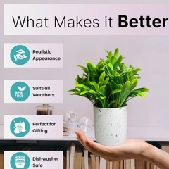 De Gardenia Artificial Rubber Plant – Small Faux Potted Plant for Tabletop, Home, Bathroom & Office Décor | Indoor Decorative Greenery