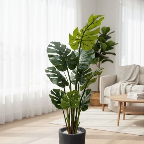 De Gardenia Monstera 9 Leaves – 120 cm Tall Artificial Plant | Lifelike Faux Tropical Décor Without Pot