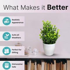 De Gardenia Artificial Rubber Plant – Small Faux Potted Plant for Tabletop, Home, Bathroom & Office Décor | Indoor Decorative Greenery