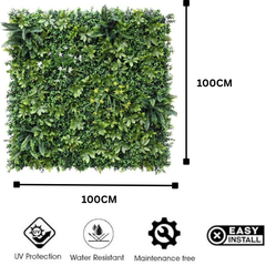 De Gardenia 100x100cm Artificial Greenery Wall Panel – Lush Faux Vertical Garden Mat for Wall, Balcony, Fence & Home Décor