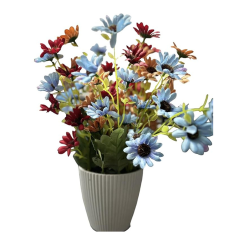 De Gardenia Artificial Multicolor Flowers with Pot – Vibrant Faux Floral Arrangement for Home, Office & Garden Décor