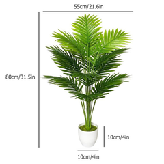 De Gardenia Artificial Areca Palm Plant with White Pot – 75 cm Tall Faux Green Plant for Indoor & Outdoor Home, Balcony & Office Décor