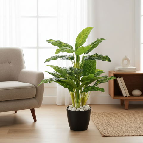 De Gardenia 100CM Real Touch Artificial Dieffenbachia Plant (X5, Without Pot) – Lifelike Tropical Green Plant for Home & Office Décor