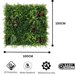 De Gardenia 100x100cm Artificial Greenery Wall Panel – Lush Faux Vertical Garden Mat for Wall, Balcony, Fence & Home Décor