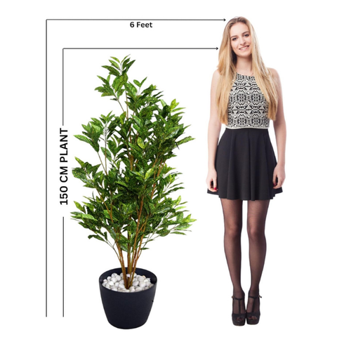 De Gardenia Artificial Croton Floor Plant – 150 cm Tall Decorative Faux Tree with 760 Multicolor Leaves | Realistic Indoor Plant for Home & Office Décor | Pot Not Included