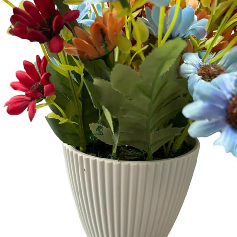 De Gardenia Artificial Multicolor Flowers with Pot – Vibrant Faux Floral Arrangement for Home, Office & Garden Décor