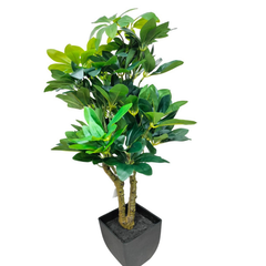 De Gardenia Schefflera Artificial Potted Plant – 24 Inch Tall Faux Green Plant with 250+ Leaves & 2 Branches | Decorative Plastic Pot | Lifelike Indoor Plant for Home & Office Décor