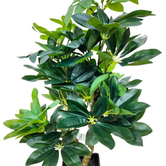 De Gardenia Schefflera Artificial Potted Plant – 24 Inch Tall Faux Green Plant with 250+ Leaves & 2 Branches | Decorative Plastic Pot | Lifelike Indoor Plant for Home & Office Décor