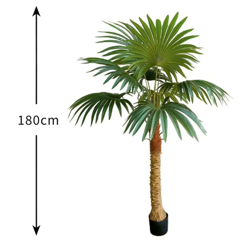 De Gardenia Fan Palm X12 Leaves – 180 cm Tall Artificial Plant | Lifelike Faux Indoor & Outdoor Décor Without Pot