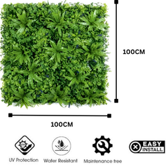 De Gardenia 100x100cm Artificial Greenery Wall Panel – Lush Faux Vertical Garden Mat for Wall, Balcony, Fence & Home Décor