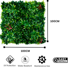 De Gardenia 100x100cm Artificial Greenery Wall Panel – Lush Faux Vertical Garden Mat for Wall, Balcony, Fence & Home Décor