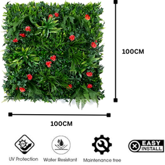 De Gardenia 100x100cm Artificial Greenery Wall Panel – Lush Faux Vertical Garden Mat for Wall, Balcony, Fence & Indoor-Outdoor Décor
