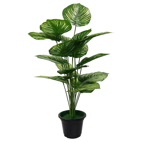 De Gardenia 30-Inch Artificial Philodendron Caladium Plant – Tropical Faux Greenery in Black Pot for Indoor & Outdoor Décor