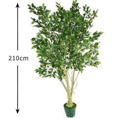 De Gardenia 210cm Artificial Ficus Tree with Pot – Extra Tall 7ft Lifelike Faux Indoor Plant for Home, Office & Hotel Décor