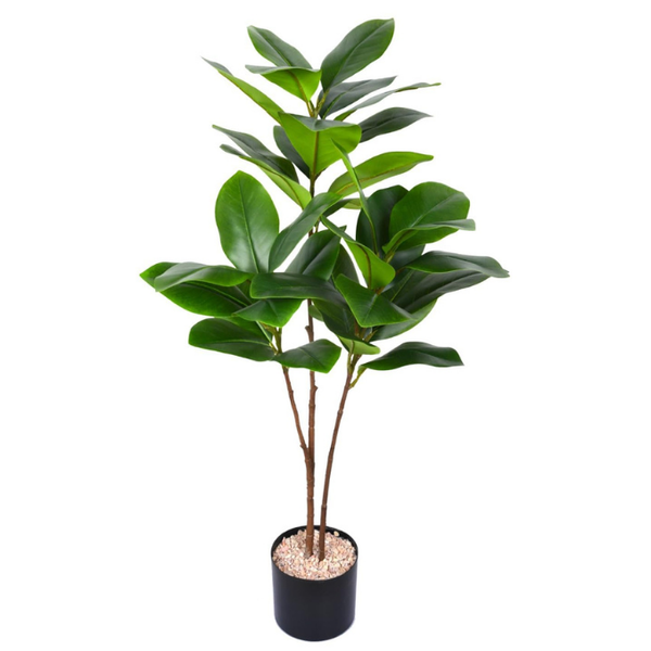 De Gardenia 3.2 FT Artificial Rubber Fig Tree – Faux Indoor Plant with 32 Real-Touch Leaves | Realistic Decorative Tree for Home & Office Décor