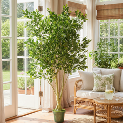 De Gardenia 210cm Artificial Ficus Tree with Pot – Extra Tall 7ft Lifelike Faux Indoor Plant for Home, Office & Hotel Décor