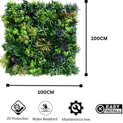 De Gardenia 100x100cm Artificial Greenery Wall Panel – Lush Faux Vertical Garden Mat for Wall, Balcony, Fence & Indoor-Outdoor Décor