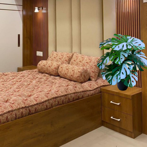 De Gardenia Artificial Money Plant – 78 cm Tall Faux Green Plant with Pot | Lifelike Palm Leaves Monstera for Home, Office & Indoor Decoration