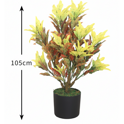 De Gardenia 60CM Artificial Croton Yellow Plant (Without Pot) – Lifelike Tropical Decorative Plant for Home, Office & Indoor Décor
