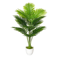 De Gardenia Artificial Areca Palm Plant with White Pot – 75 cm Tall Realistic Faux Green Plant for Indoor & Outdoor Decor