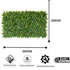 De Gardenia 200x100cm Expandable Wooden Trellis with Artificial Green Leaves – Privacy Screen, Balcony Fence & Wall Décor