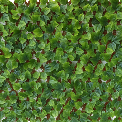 De Gardenia 200x100cm Expandable Wooden Trellis with Artificial Green Leaves – Privacy Screen, Balcony Fence & Wall Décor