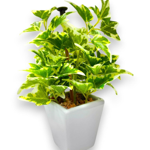 De Gardenia Mini Artificial Wandering Plant – 19 cm Tall Faux Green Plant with Ceramic Vase | Indoor Decorative Plant for Home & Office Décor