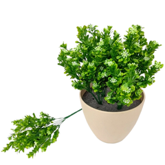 De Gardenia Plastic Eucalyptus with White Flowers – 35cm Artificial Greenery Without Pot for Home, Office & Tabletop Décor