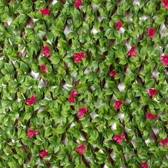 De Gardenia 200x100cm Expandable Wooden Trellis with Artificial Green Leaves – Privacy Screen, Balcony Fence & Wall Décor