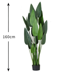 De Gardenia 160cm Artificial Bird of Paradise Plant with Pot – 20 Leaves Faux Tropical Indoor Plant for Home, Office & Hotel Décor