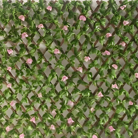 De Gardenia 200x100cm Expandable Wooden Trellis with Artificial Green Leaves – Privacy Screen, Balcony Fence & Wall Décor