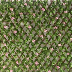 De Gardenia 200x100cm Expandable Wooden Trellis with Artificial Green Leaves – Privacy Screen, Balcony Fence & Wall Décor