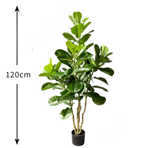De Gardenia 120cm Artificial Fiddle Leaf Fig Plant with Pot – 4 Stems Faux Indoor Tree for Home, Office & Modern Décor