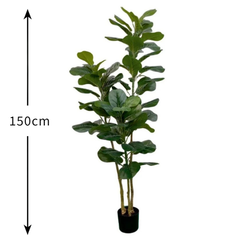De Gardenia 150cm Artificial Fiddle Leaf Fig Plant with Pot – 3-Stem Faux Indoor Tree for Home, Office & Modern Décor