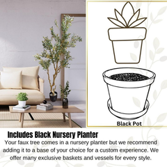 De Gardenia 7.5 FT Artificial Olive Silk Tree – Tall Faux Olive Tree with Lush Green Leaves & Natural-Look Trunk | Indoor & Outdoor Decorative Plant for Home, Office & Balcony