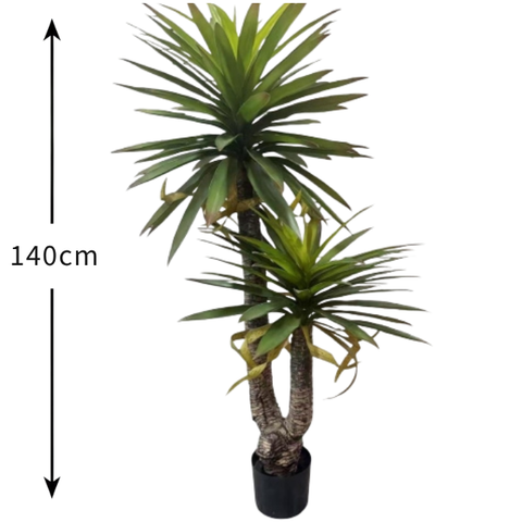 De Gardenia Real Touch Yucca X2 – 140 cm Tall Artificial Plant Without Pot | Lifelike Faux Tropical Greenery for Home & Office