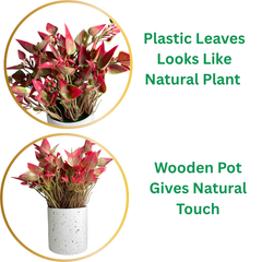 De Gardenia Artificial Rubber Plant – Small Faux Potted Plant for Tabletop, Home, Bathroom & Office Décor | Indoor Decorative Greenery