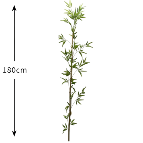 De Gardenia Single Bamboo Stick with Big Branch – 180 cm Tall Artificial Plant | Lifelike Faux Bamboo for Home & Office Décor