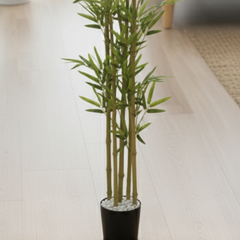 De Gardenia Single Bamboo Stick with Big Branch – 180 cm Tall Artificial Plant | Lifelike Faux Bamboo for Home & Office Décor