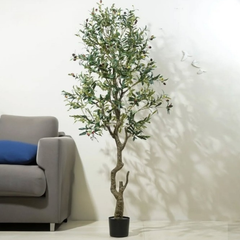 De Gardenia Spiraal Trunk Olive Tree – 180 cm Tall Artificial Plant with Pot | Lifelike Faux Indoor & Outdoor Décor
